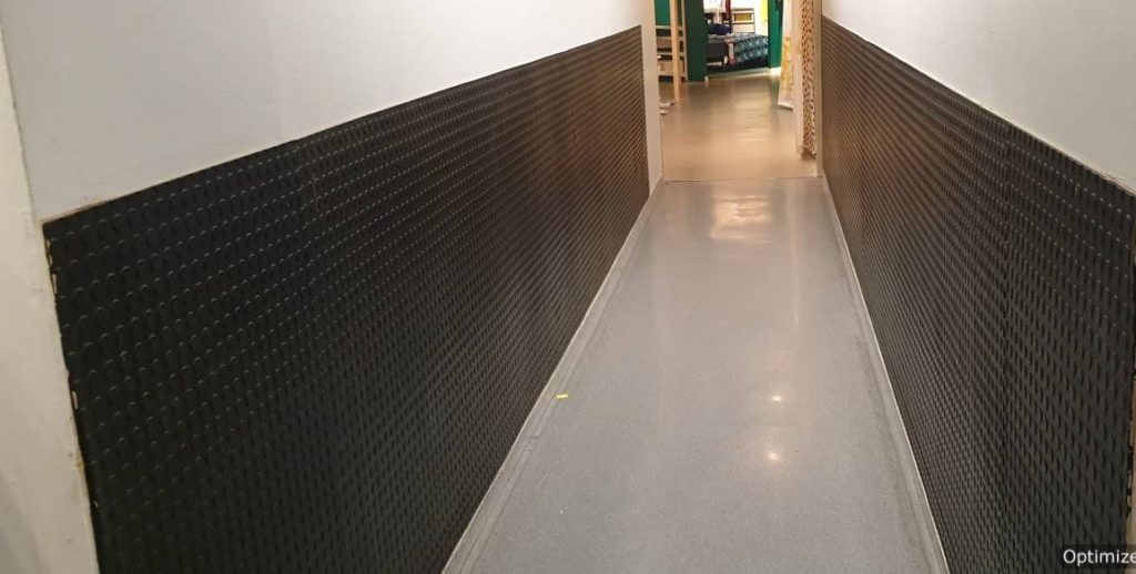 coin studded rubber floor